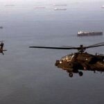 Apache helicopter gunships showed off their power cleaning up the Strait of Hormuz